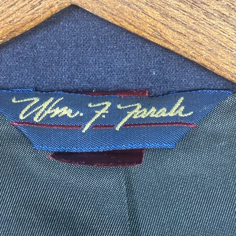 Vintage Wm. F. Farah Blazer Sport Coat Mens 46R Blue Faux Suede Retro 70s